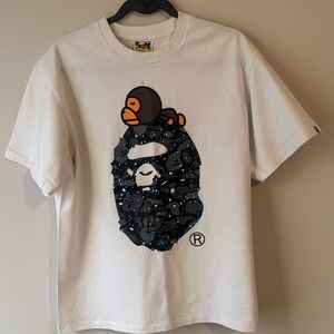 Bape White Shirt with Black and Orange Graphic